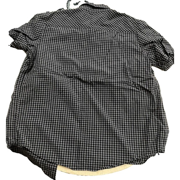 LRG Clothing + Equipment Shirt Short Sleeve Button Down Plaid Pocket Black Large - Picture 2 of 3